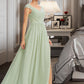 Zariah A-Line V-neck Floor-Length Bridesmaid Dress With Lace Split Front DLP0013096