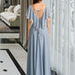 Terri A-Line V-neck Floor-Length Bridesmaid Dress With Ruffle DLP0013165