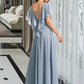 Terri A-Line V-neck Floor-Length Bridesmaid Dress With Ruffle DLP0013165