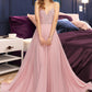 Tessa A-Line V-neck Floor-Length Chiffon Bridesmaid Dress DLP0013173