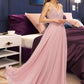 Tessa A-Line V-neck Floor-Length Chiffon Bridesmaid Dress DLP0013173