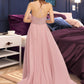 Tessa A-Line V-neck Floor-Length Chiffon Bridesmaid Dress DLP0013173