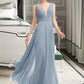 Sydney A-Line V-neck Floor-Length Bridesmaid Dress DLP0013199