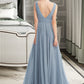 Sydney A-Line V-neck Floor-Length Bridesmaid Dress DLP0013199