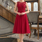 Valery A-Line Scoop Neck Knee-Length Chiffon Lace Bridesmaid Dress With Beading Sequins DLP0013208