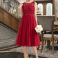 Valery A-Line Scoop Neck Knee-Length Chiffon Lace Bridesmaid Dress With Beading Sequins DLP0013208