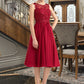 Valery A-Line Scoop Neck Knee-Length Chiffon Lace Bridesmaid Dress With Beading Sequins DLP0013208