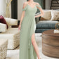 Summer A-Line V-neck Floor-Length Bridesmaid Dress With Ruffle Split Front DLP0013213