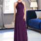 Undine A-Line Scoop Neck Floor-Length Chiffon Bridesmaid Dress With Cascading Ruffles DLP0013228