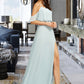 Veronica A-Line Off-the-Shoulder Floor-Length Bridesmaid Dress With Split Front DLP0013231