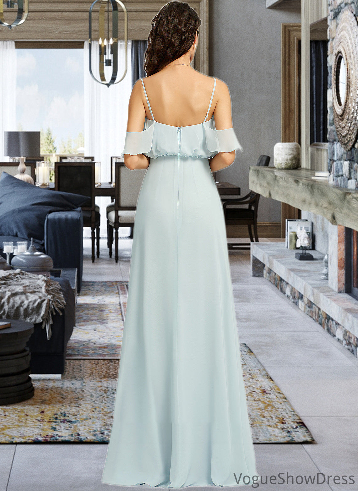 Veronica A-Line Off-the-Shoulder Floor-Length Bridesmaid Dress With Split Front DLP0013231