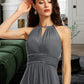 Uerica A-Line Halter Floor-Length Chiffon Bridesmaid Dress With Ruffle Beading Sequins DLP0013232