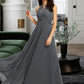 Uerica A-Line Halter Floor-Length Chiffon Bridesmaid Dress With Ruffle Beading Sequins DLP0013232