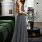 Uerica A-Line Halter Floor-Length Chiffon Bridesmaid Dress With Ruffle Beading Sequins DLP0013232