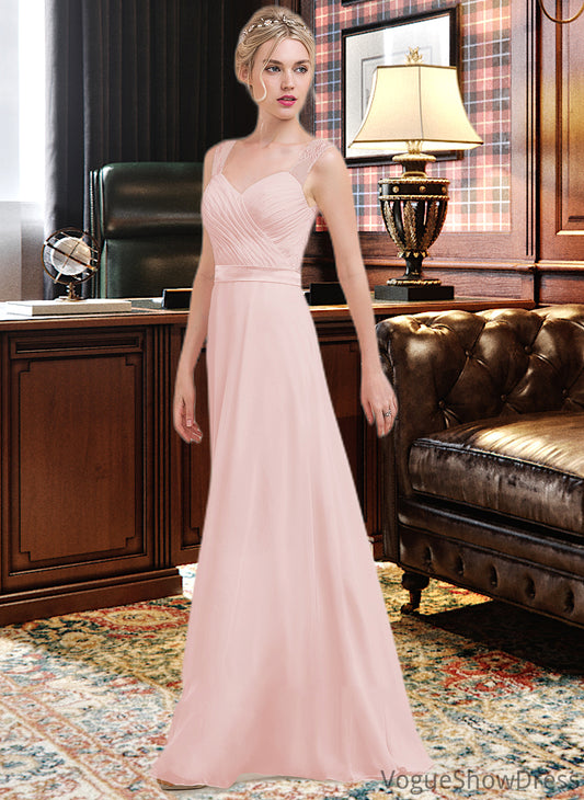 Urania A-Line/Princess Sweetheart Floor-Length Chiffon Bridesmaid Dress With Ruffle DLP0013239