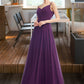 Tessa A-Line V-neck Floor-Length Bridesmaid Dress With Pockets DLP0013263