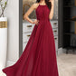 Valerie A-Line Scoop Neck Floor-Length Bridesmaid Dress With Ruffle DLP0013277