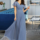 Zion A-Line V-neck Floor-Length Bridesmaid Dress With Lace DLP0013278