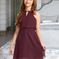 Valerie A-Line Scoop Neck Knee-Length Chiffon Junior Bridesmaid Dress With Bow(s) DLP0013308