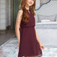 Valerie A-Line Scoop Neck Knee-Length Chiffon Junior Bridesmaid Dress With Bow(s) DLP0013308