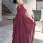 Zoie A-Line Scoop Neck Floor-Length Chiffon Junior Bridesmaid Dress With Ruffle Beading DLP0013313