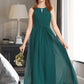 Sophie A-Line Scoop Neck Floor-Length Chiffon Junior Bridesmaid Dress With Ruffle DLP0013320