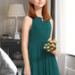 Sophie A-Line Scoop Neck Floor-Length Chiffon Junior Bridesmaid Dress With Ruffle DLP0013320