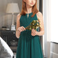 Sophie A-Line Scoop Neck Floor-Length Chiffon Junior Bridesmaid Dress With Ruffle DLP0013320