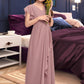 Yaritza A-Line V-neck Floor-Length Chiffon Junior Bridesmaid Dress With Cascading Ruffles DLP0013343