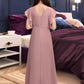 Yaritza A-Line V-neck Floor-Length Chiffon Junior Bridesmaid Dress With Cascading Ruffles DLP0013343