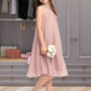 Winifred A-Line Scoop Neck Knee-Length Chiffon Junior Bridesmaid Dress With Beading Sequins DLP0013365