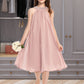 Winifred A-Line Scoop Neck Knee-Length Chiffon Junior Bridesmaid Dress With Beading Sequins DLP0013365