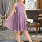 Sonia A-Line Scoop Neck Knee-Length Chiffon Junior Bridesmaid Dress With Ruffle Beading DLP0013407