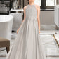 Uerica A-Line Scoop Neck Floor-Length Chiffon Lace Junior Bridesmaid Dress With Ruffle DLP0013409