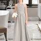 Uerica A-Line Scoop Neck Floor-Length Chiffon Lace Junior Bridesmaid Dress With Ruffle DLP0013409