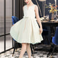 Sydney A-Line Scoop Neck Knee-Length Satin Junior Bridesmaid Dress With Bow(s) DLP0013411