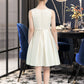 Sydney A-Line Scoop Neck Knee-Length Satin Junior Bridesmaid Dress With Bow(s) DLP0013411