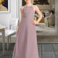 Taryn A-LineScoopNeckFloor-LengthChiffonLaceJuniorBridesmaidDressWithRuffle#173272 DLP0013416