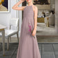 Taryn A-LineScoopNeckFloor-LengthChiffonLaceJuniorBridesmaidDressWithRuffle#173272 DLP0013416