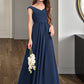 Tamara A-Line Off-the-Shoulder Floor-Length Chiffon Junior Bridesmaid Dress With Ruffles DLP0013436