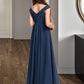 Tamara A-Line Off-the-Shoulder Floor-Length Chiffon Junior Bridesmaid Dress With Ruffles DLP0013436