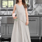 Winnie A-Line V-neck Floor-Length Chiffon Junior Bridesmaid Dress With Pockets DLP0013446