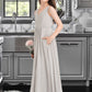 Winnie A-Line V-neck Floor-Length Chiffon Junior Bridesmaid Dress With Pockets DLP0013446