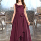 Tess A-Line Cowl Neck Asymmetrical Chiffon Junior Bridesmaid Dress With Bow(s) DLP0013454