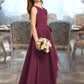 Tess A-Line Cowl Neck Asymmetrical Chiffon Junior Bridesmaid Dress With Bow(s) DLP0013454