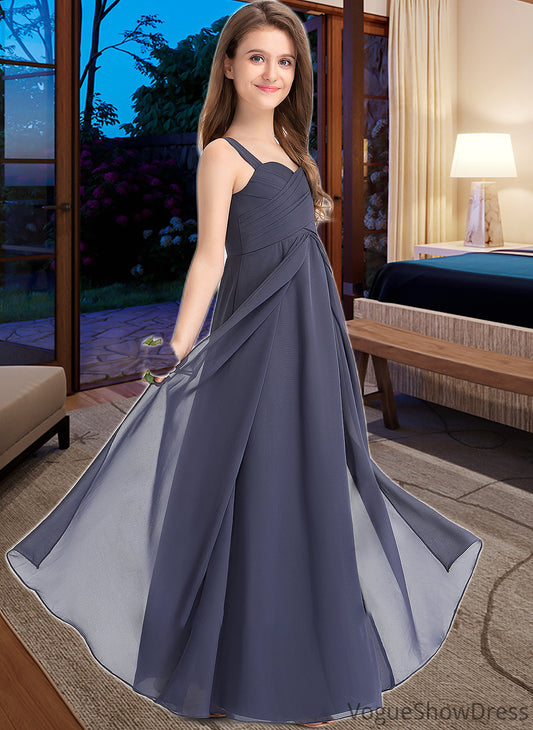 Stephanie A-Line Sweetheart Floor-Length Chiffon Junior Bridesmaid Dress With Ruffle DLP0013504