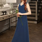 Yvonne A-Line V-neck Floor-Length Chiffon Junior Bridesmaid Dress With Bow(s) DLP0013548