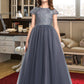 Taniya Ball-Gown/Princess Scoop Neck Floor-Length Tulle Lace Junior Bridesmaid Dress DLP0013578