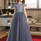 Taniya Ball-Gown/Princess Scoop Neck Floor-Length Tulle Lace Junior Bridesmaid Dress DLP0013578