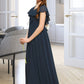 Valeria A-Line V-neck Floor-Length Chiffon Junior Bridesmaid Dress With Bow(s) Cascading Ruffles DLP0013599